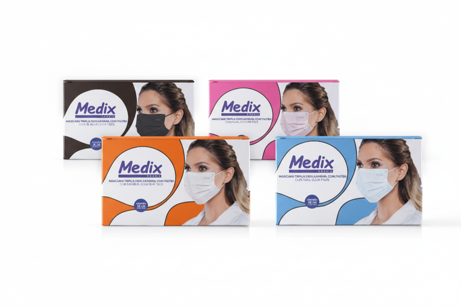 Máscara Tripla Descartável Medix - 4 cores